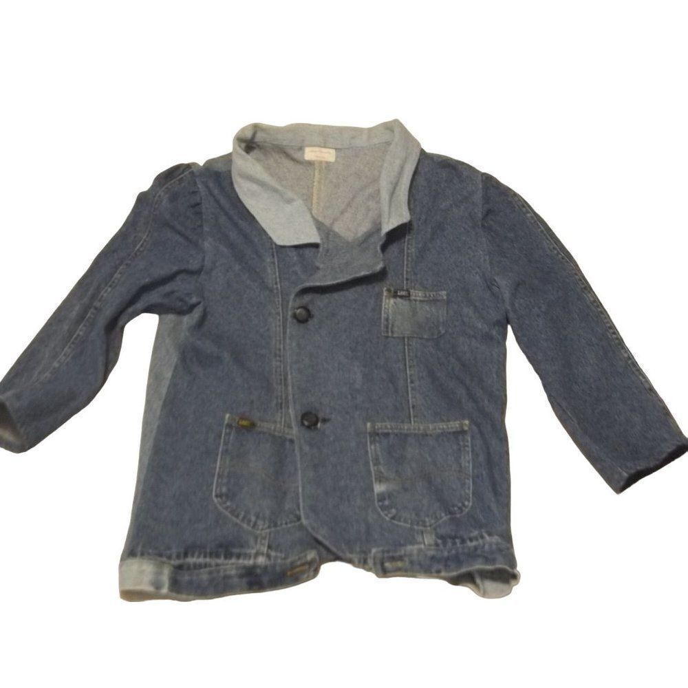 Lee Jeans‎ Jacket Women Sz L Blue Denim Double Breasted Reworked Vintage